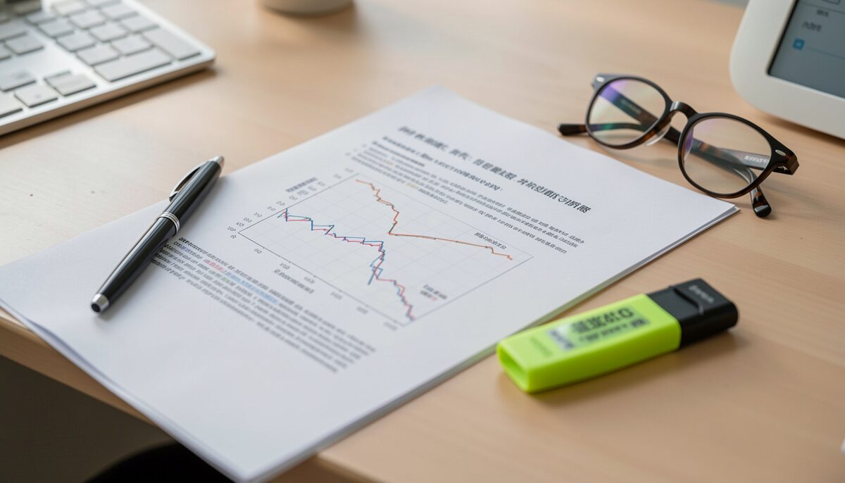 A printed scope document rests on a desk beside a pen, a highlighter and reading glasses. Illustrative image, generated with AI.